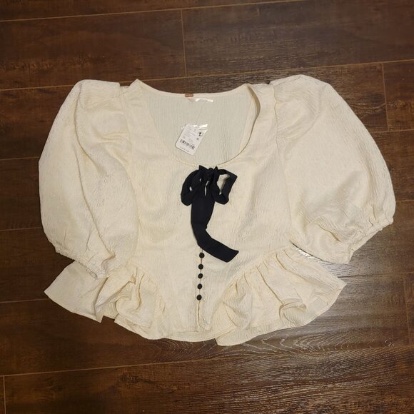 Free People Pamela Bow Top Womens XS Renaissance Castlecore Romance Boho Chic - Picture 2 of 7